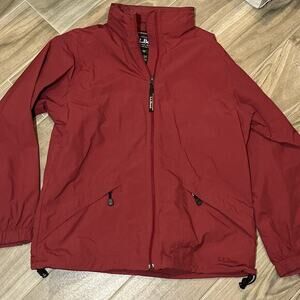 LL Bean‎ Women's Medium Rain Jacket Zip Up Windbreaker Red 0 YB33